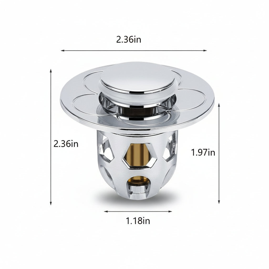 Sink Drain Stopper Pop Up Stainless Steel Anti Clog Bathroom Plug