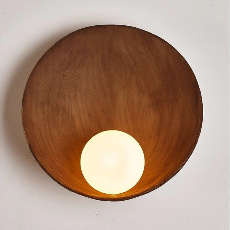 Modern Minimalist Round Wall Sconce | Resin & Iron Accent Light