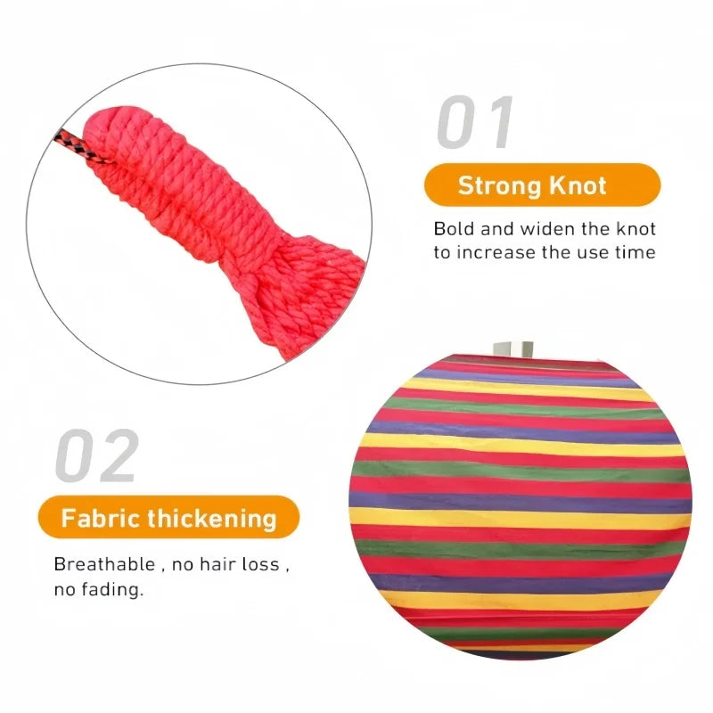 Canvas Hammock | Striped Double Swing Bed - Indoor & Outdoor Camping Hammock