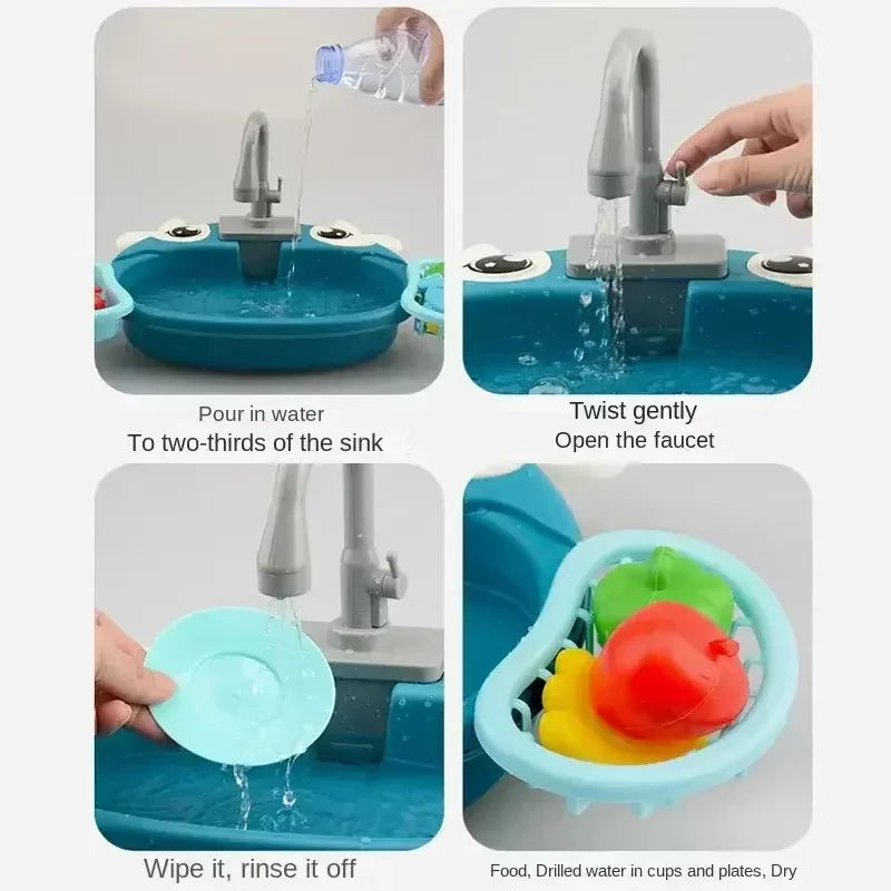 Children Play House Simulated Kitchen Dishwasher Sink Hand