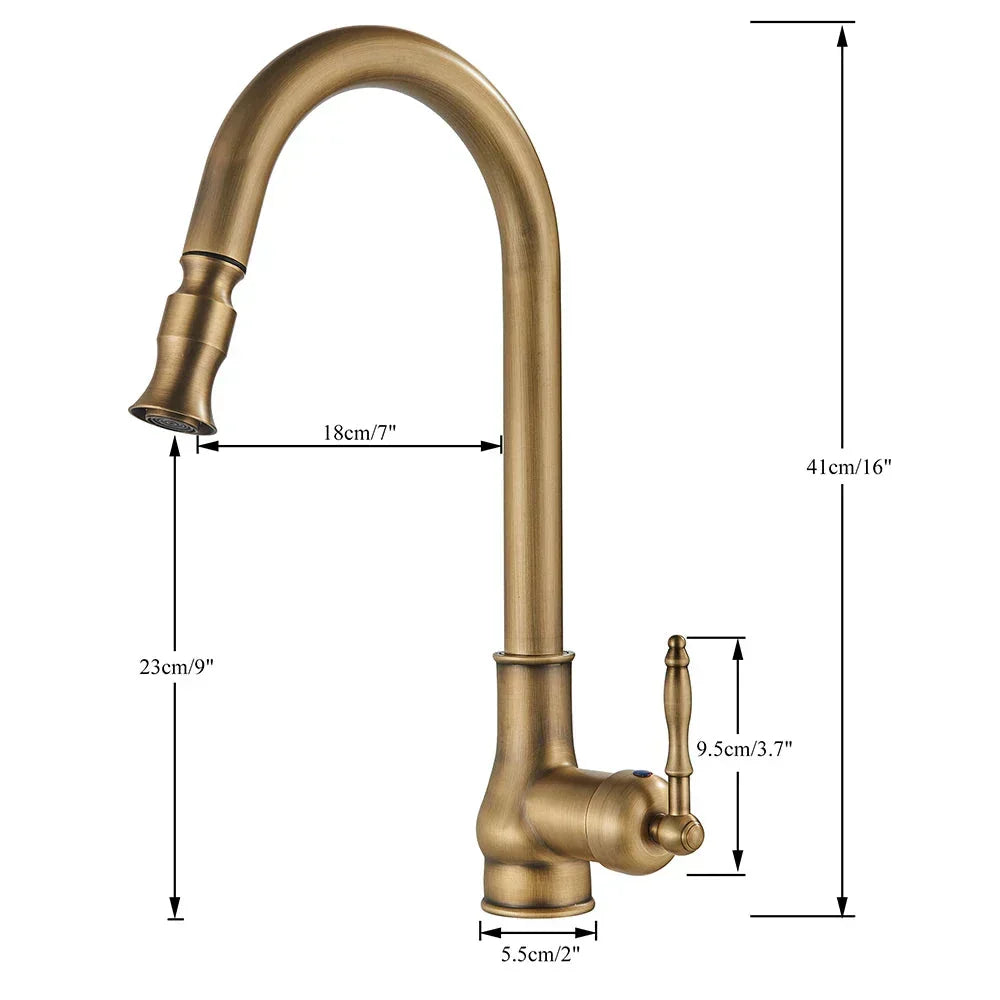 Kitchen Faucet Brass Vintage Swivel Spout Mixer