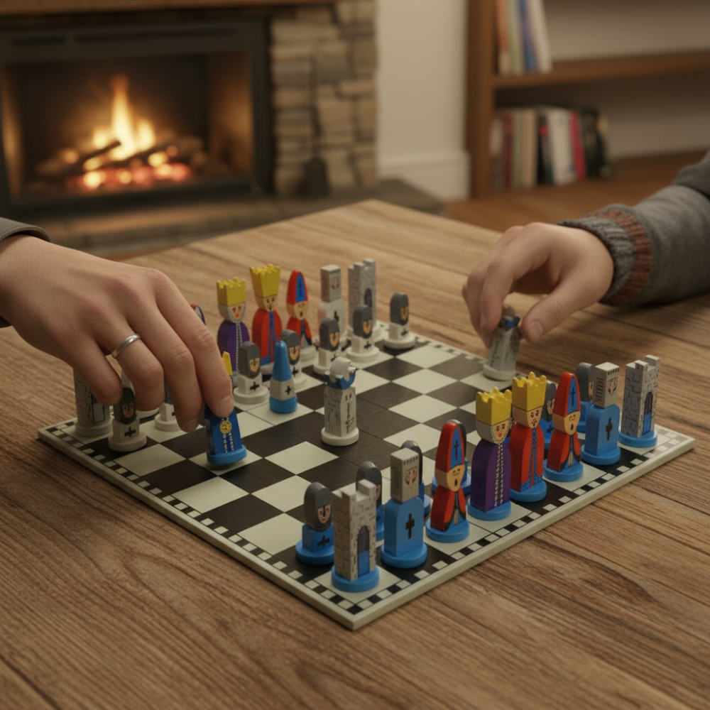 Wooden Chess Set Cartoon Strategy Board Game