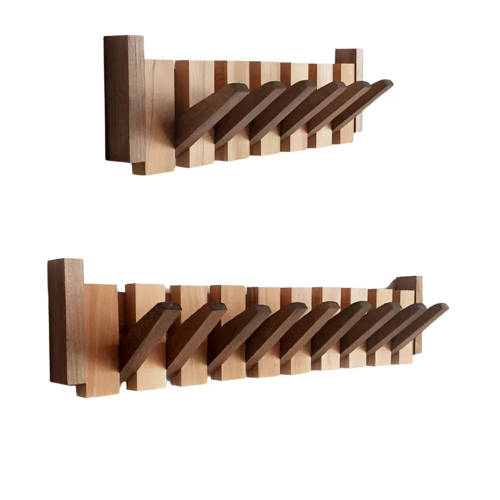 Wall Hook Wooden Rack Folding Piano Style Hanging Organizer