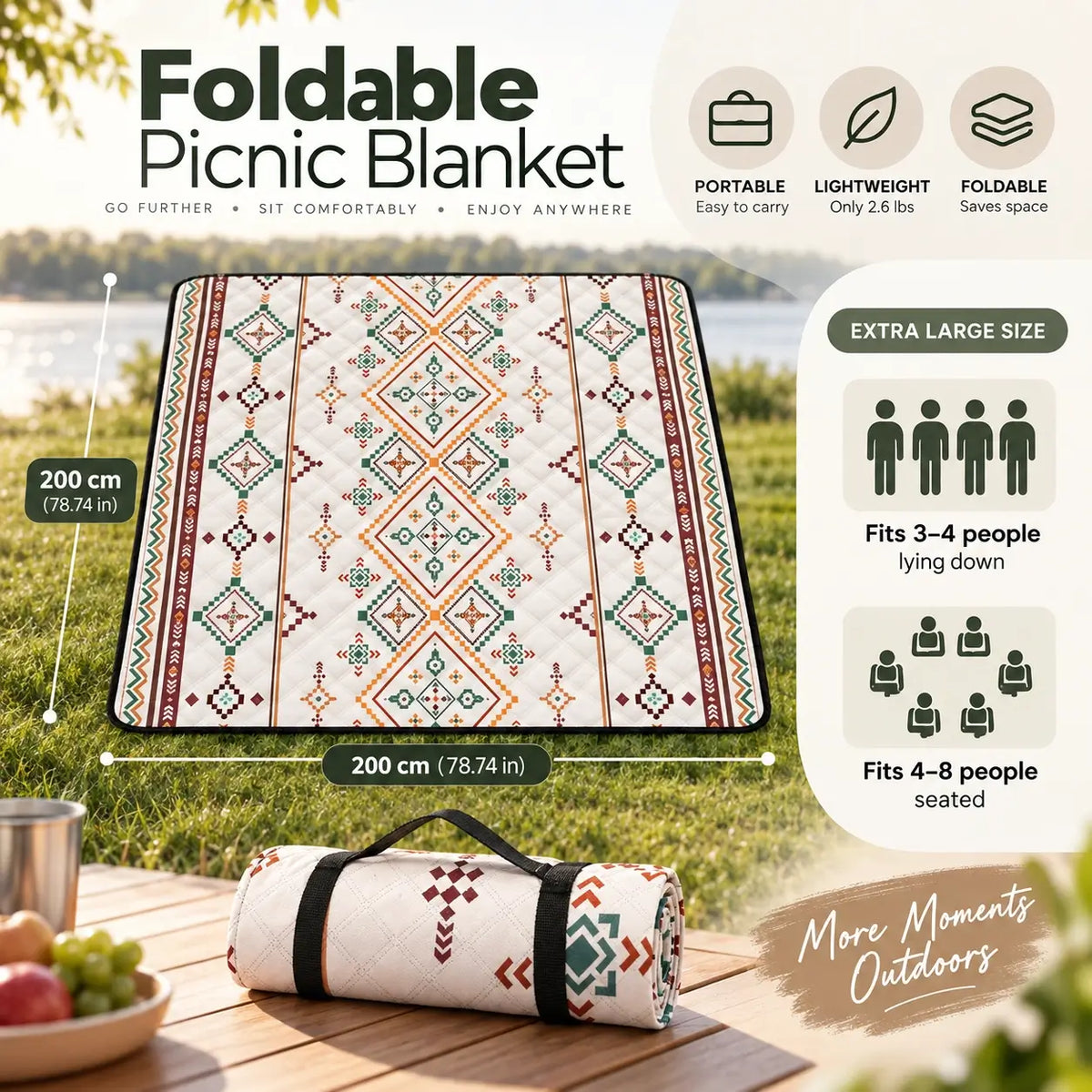 Picnic Outdoor Travel Blanket Foldable Portable Camping