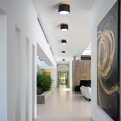 Scandinavian Macaron LED Ceiling Light | Wooden Accent Flush Mount