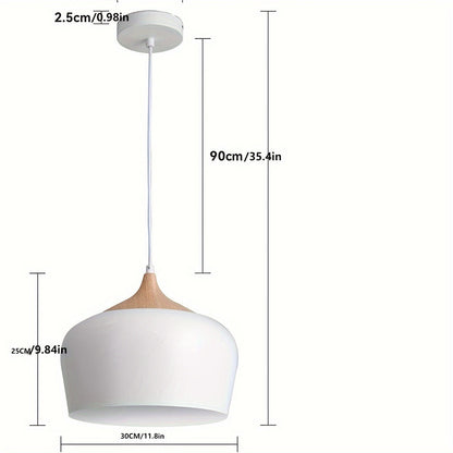 Modern Scandinavian Pendant Light | Iron & Wood Grain Design