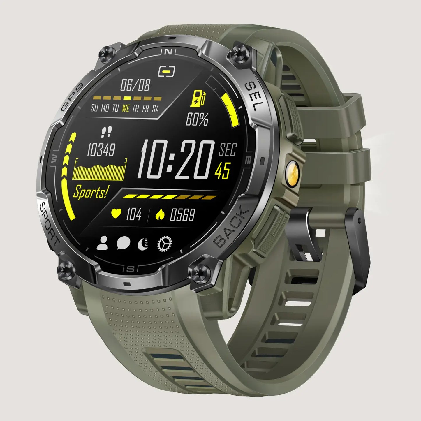 Tough Smartwatch for Men with LED Torch