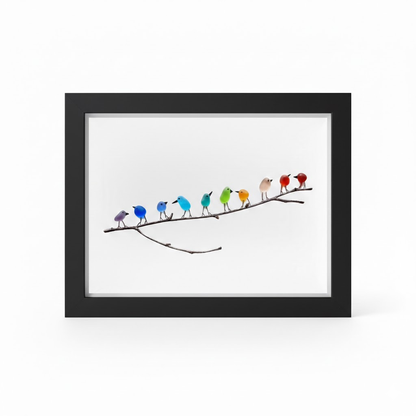 Wall Art Picture Frame Sea Glass Bird Driftwood Coastal Display