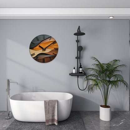 Artistic Round Wall Clock | Nordic Style Faux Wood Grain Design