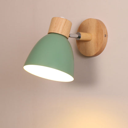 Modern Minimalist Wall Sconce | Wood & Iron Macaron Lamp