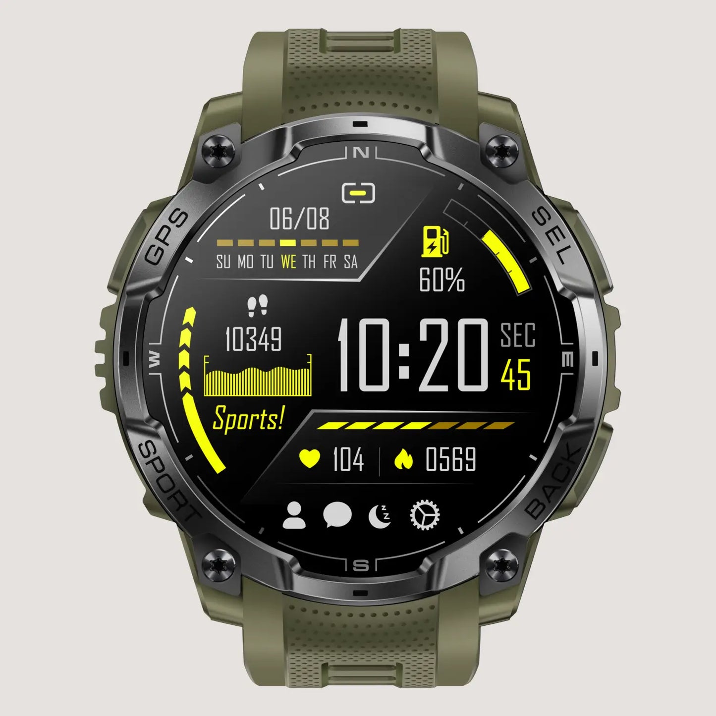 Tough Smartwatch for Men with LED Torch