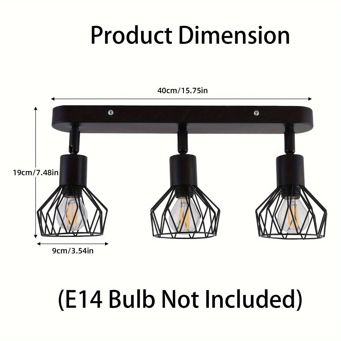 Vintage 3-Light Ceiling Spotlight | Industrial Black Metal Fixture
