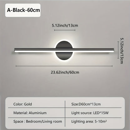 Luxe LED Mirror Wall Light | Minimalist Black & Gold Wall Lamp