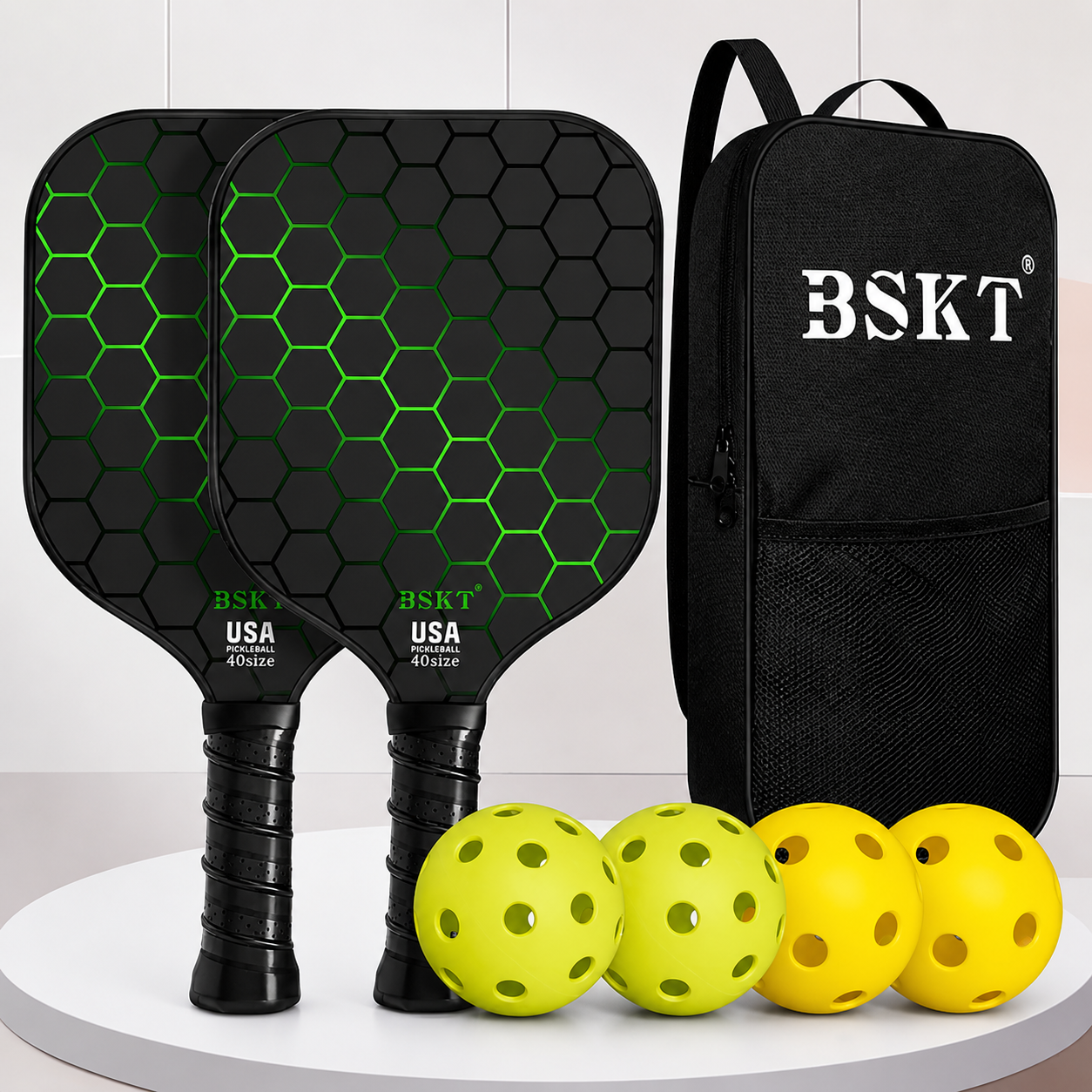 Pickleball Paddle Set Fiberglass Lightweight Rackets Balls