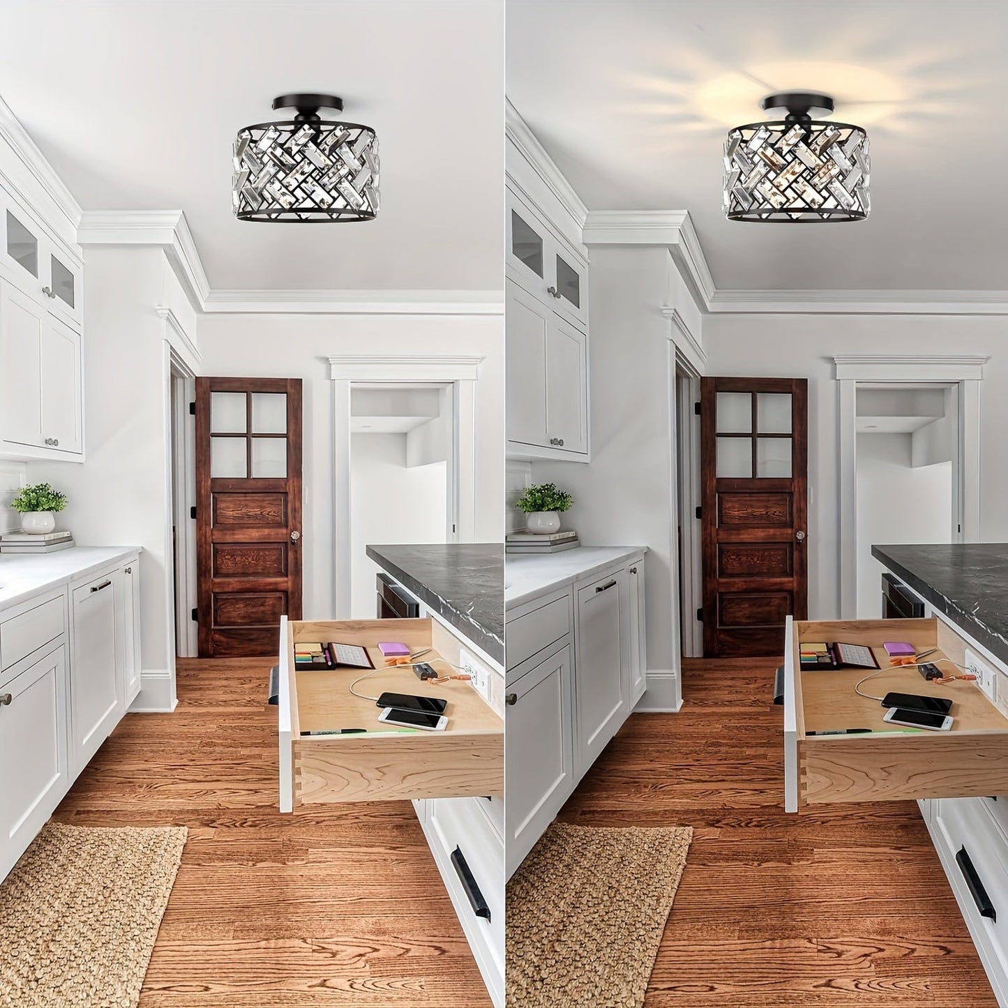 Modern Crystal Semi Flush Mount Ceiling Light | Elegant Decorative Fixture