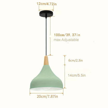 Modern Teardrop Pendant Light | Metal & Wood Hanging Lamp