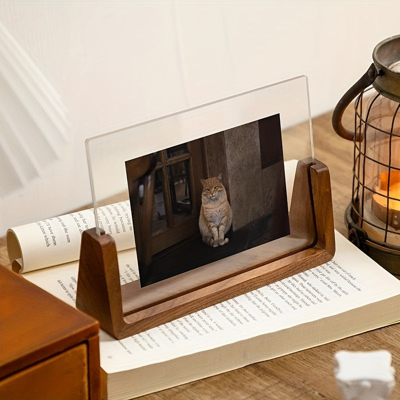 U-Shaped Acrylic & Wood Photo Frame | Modern Minimalist Display