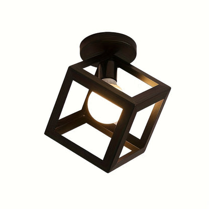 Geometric Cube Ceiling Light | Modern Industrial Semi Flush Mount Fixture