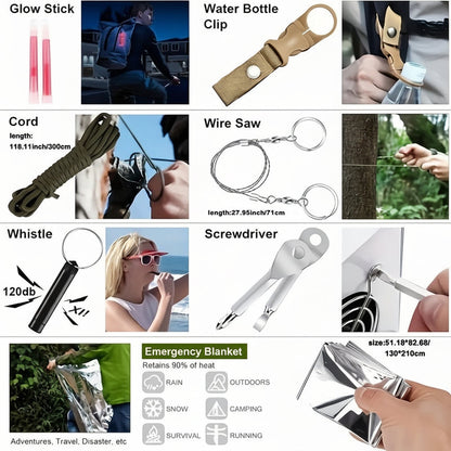 Compact Survival Backpack Outdoor First Aid Gear Tools