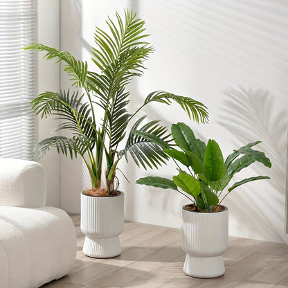 White Self-Watering Flower Pot | Modern Wine Glass Design Planter with Water Level Indicator