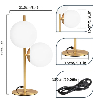 Modern Golden Table Lamp | White Glass Globe Design