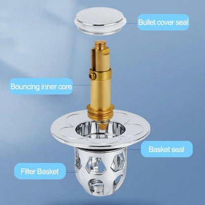 Sink Drain Stopper Pop Up Stainless Steel Anti Clog Bathroom Plug