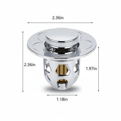 Sink Drain Stopper Pop Up Stainless Steel Anti Clog Bathroom Plug