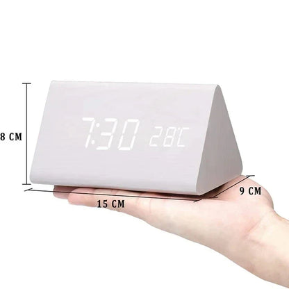 LED Smart Alarm Clock | Modern Voice-Controlled Wooden Design