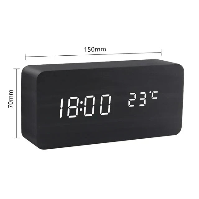 LED Smart Alarm Clock | Modern Voice-Controlled Wooden Design