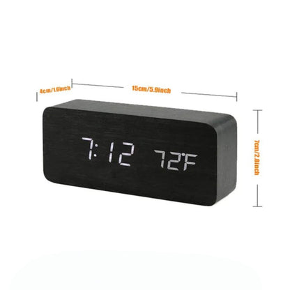Alarm Clock Digital LED Wood Desk Clock