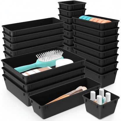 Drawer Organizer Plastic Storage Trays Set Kitchen Office Bathroom
