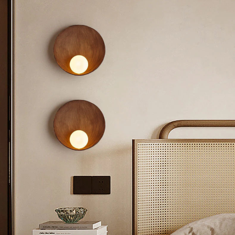 Modern Minimalist Round Wall Sconce | Resin & Iron Accent Light