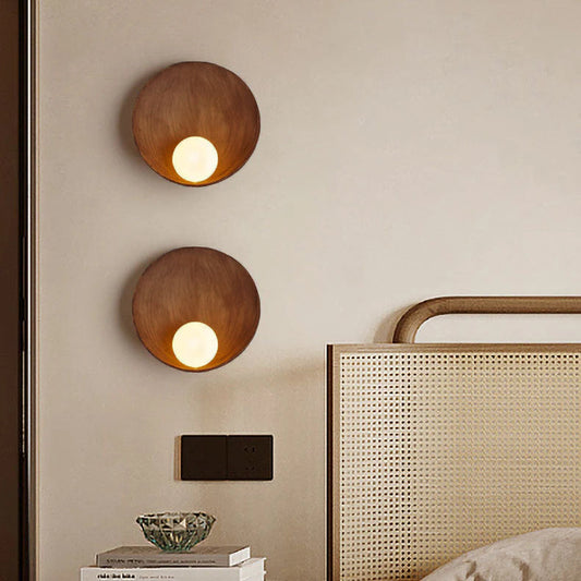 Modern Minimalist Round Wall Sconce | Resin & Iron Accent Light