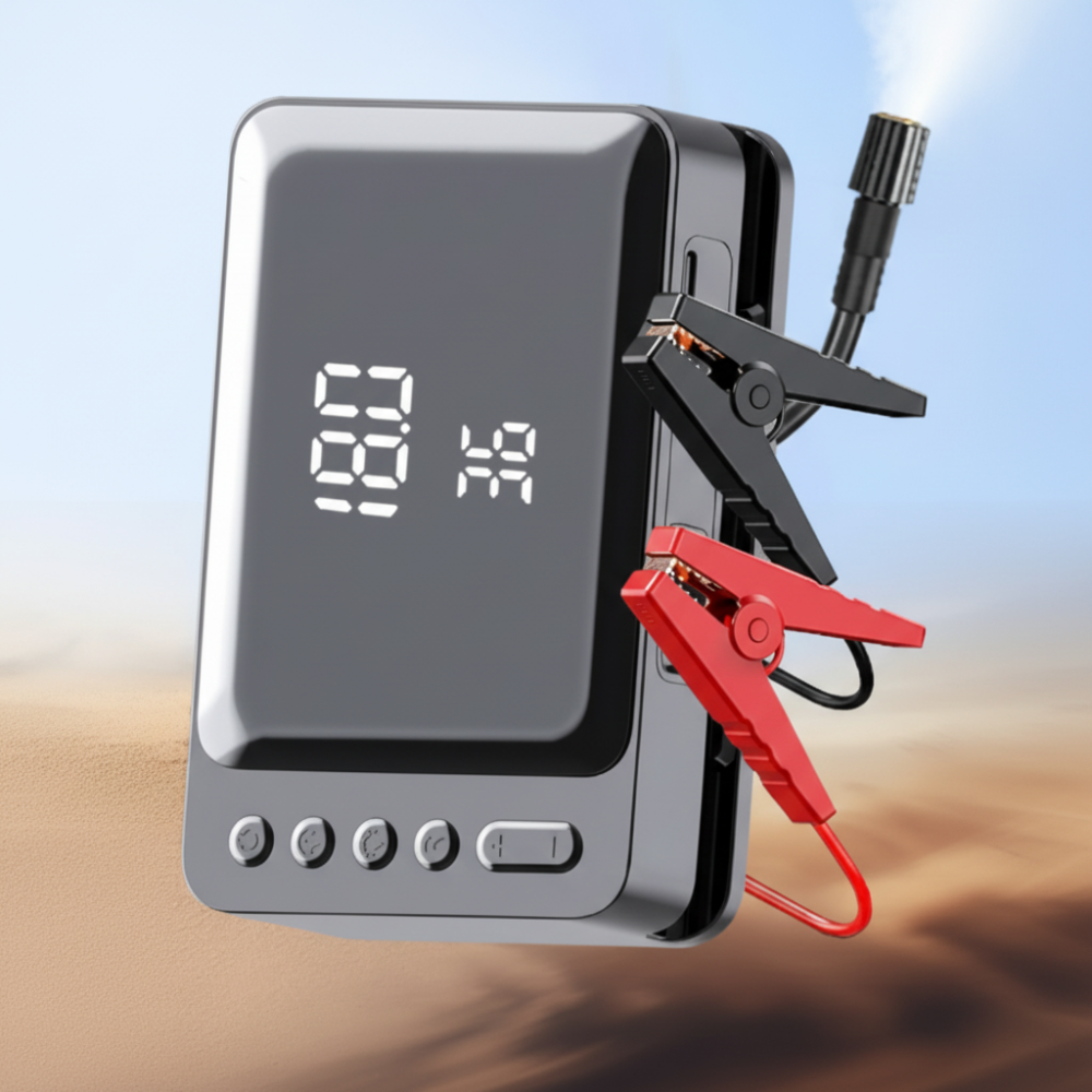 Car Jump Starter Portable Air Compressor Power Pack Tire Inflator Set