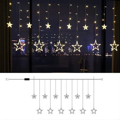 LED Star Light Curtain Warm White Indoor  Outdoor Holiday Decor