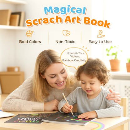 Drawing Paper Scratch Art Rainbow Craft Set