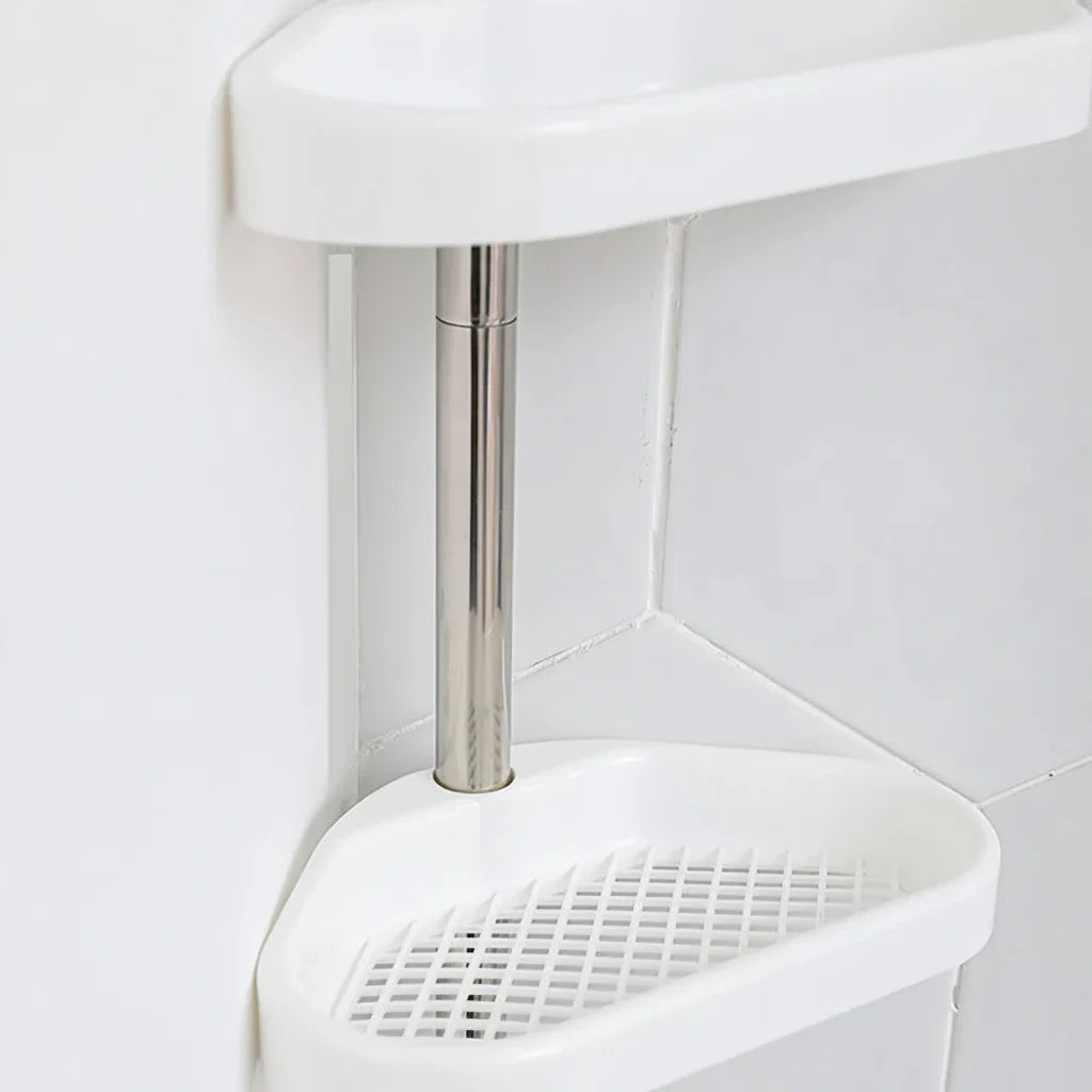 Shower Shelf Tension Pole Adjustable Corner Bathroom Storage Rack