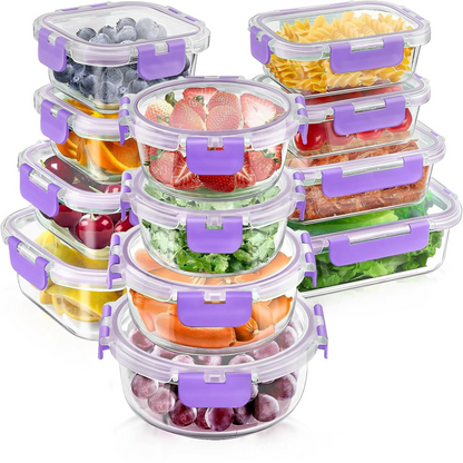 Food Containers Glass Airtight Set Meal Prep Storage Stackable