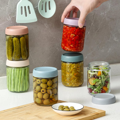 Glass Food Storage Jars Airtight Stackable Kitchen Containers Set