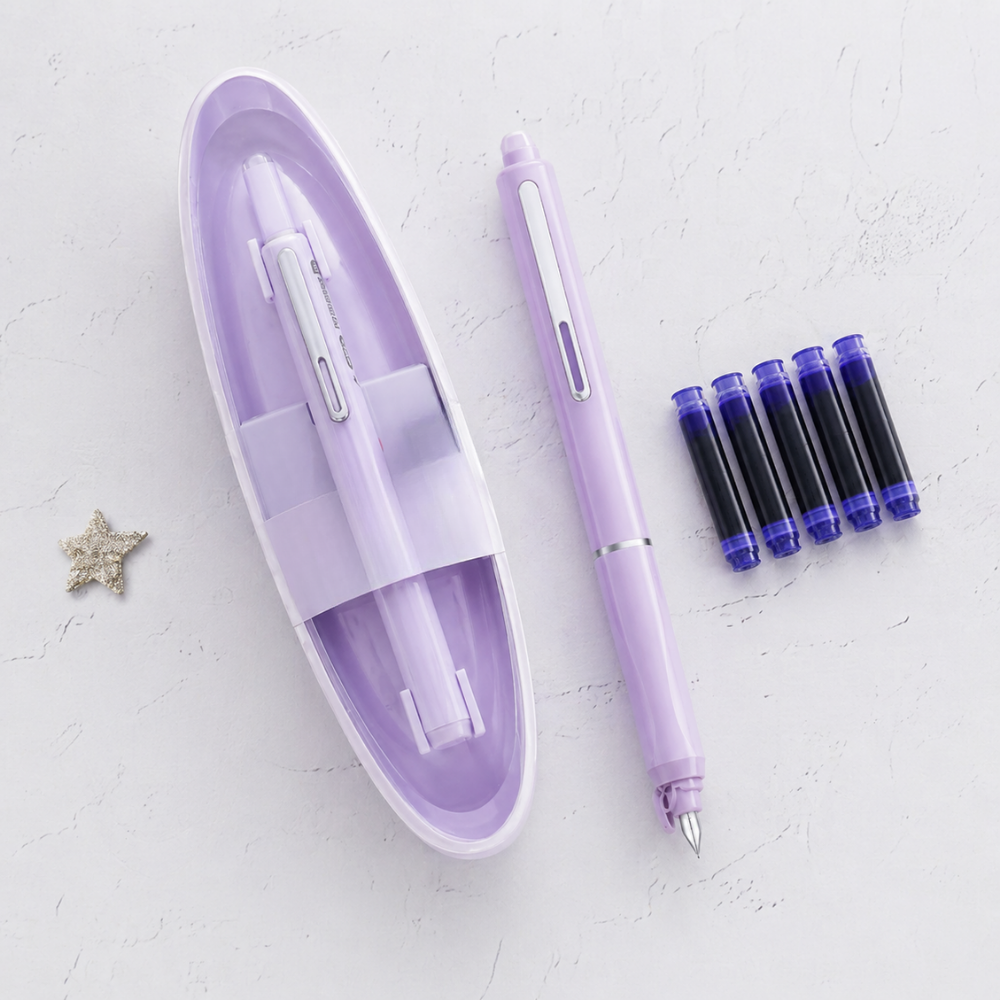Fountain Pen Retractable Stainless Steel Refillable Writing Pen