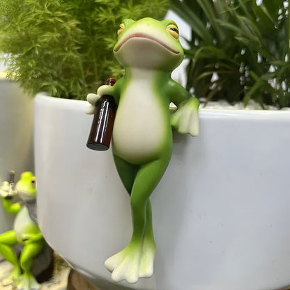 Garden Decor Frog Plant Pot Edge Hanging Ornament