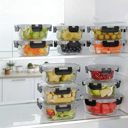 Glass Food Storage Containers Airtight Borosilicate Meal Prep Set