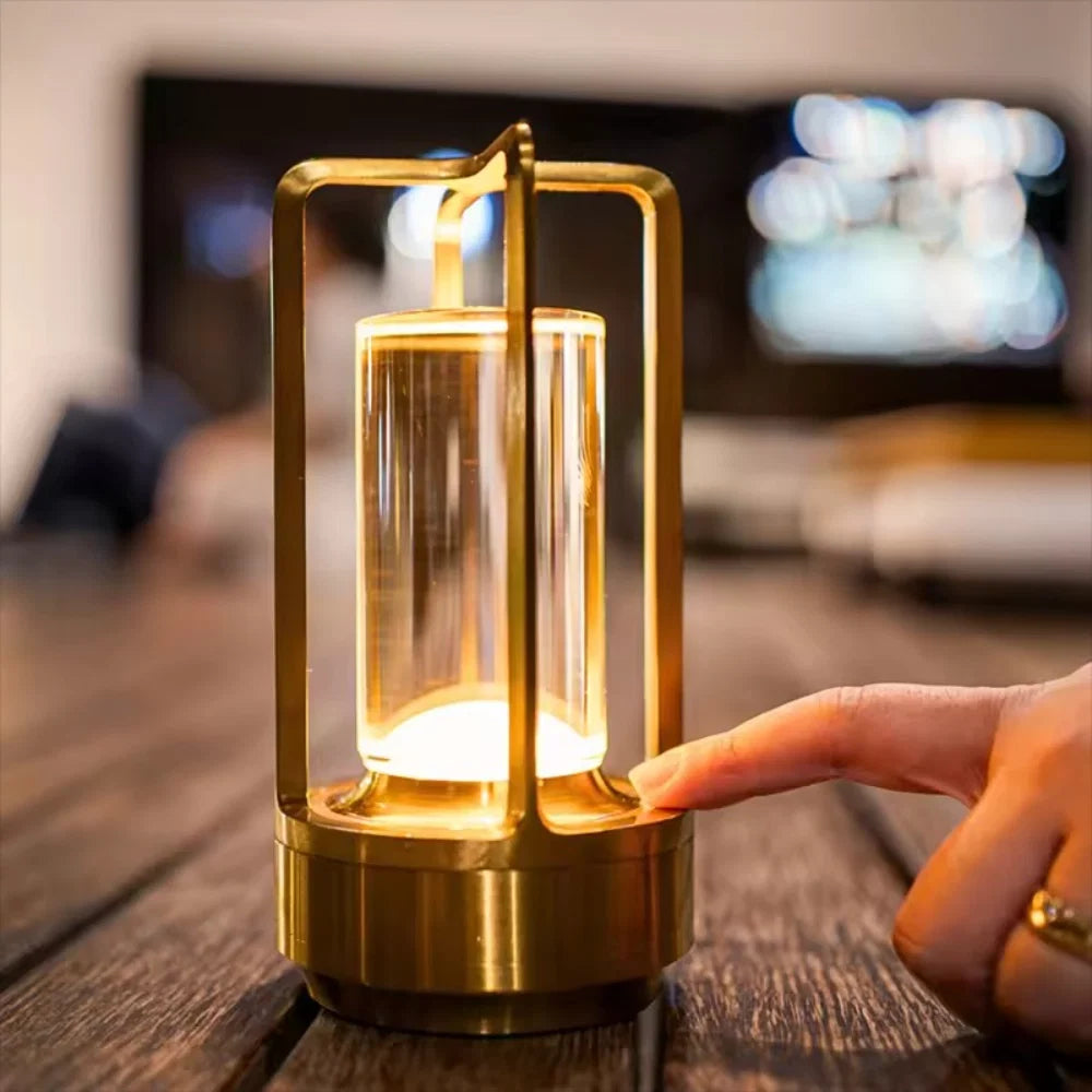 Table Lamp Modern Metal Cylinder LED Light Decor Accent