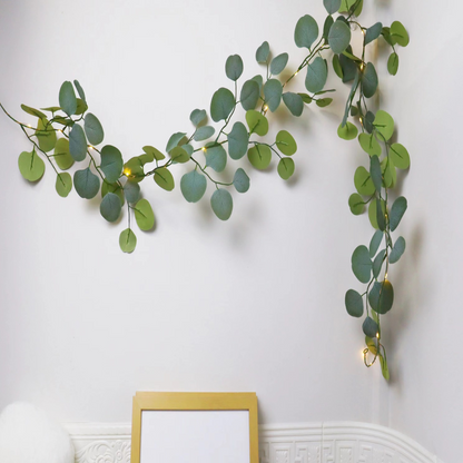 Home Decor LED Garland Eucalyptus Rattan Mantel Accent