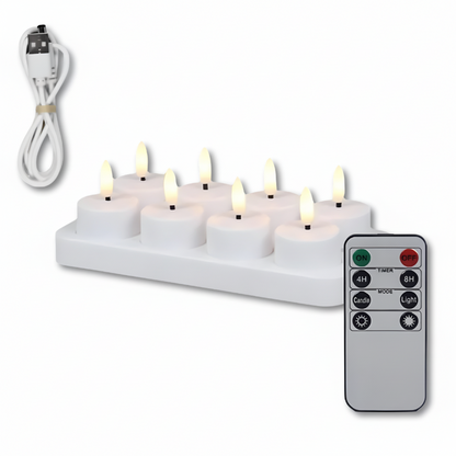 LED Candles Flameless Set Remote Timer USB Rechargeable