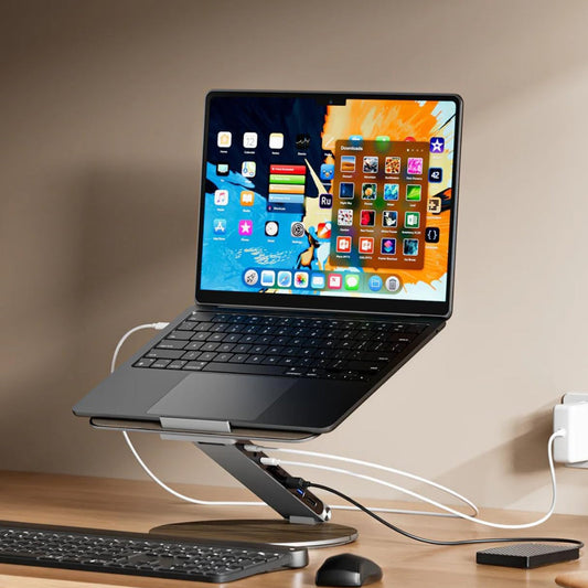 Laptop Stand Adjustable Rotating USB C Docking Station