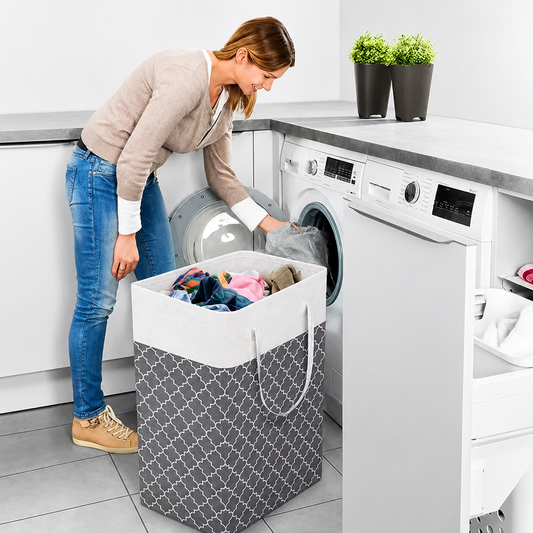 75L Waterproof Laundry Basket | Foldable Fabric Clothes Hamper with Handles