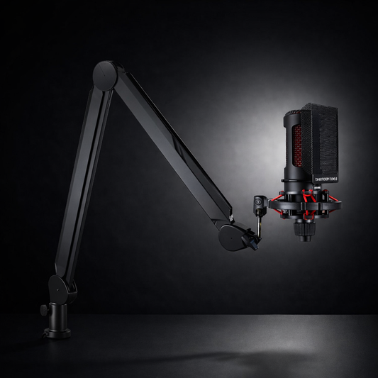 Microphone Stand Adjustable Desk Boom Arm Cable Management