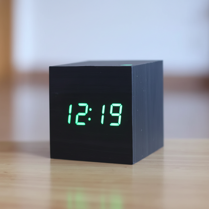 Digital Alarm Clock Wooden LED Desk Table Clock