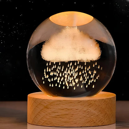 Night Light Crystal Ball 3D Planet Engraved LED Table Lamp